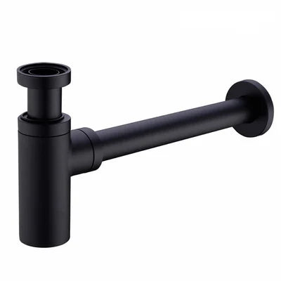 DecorBites™ Brass Round Siphon P-Trap Set with Pop-Up Drainer Gun Grey