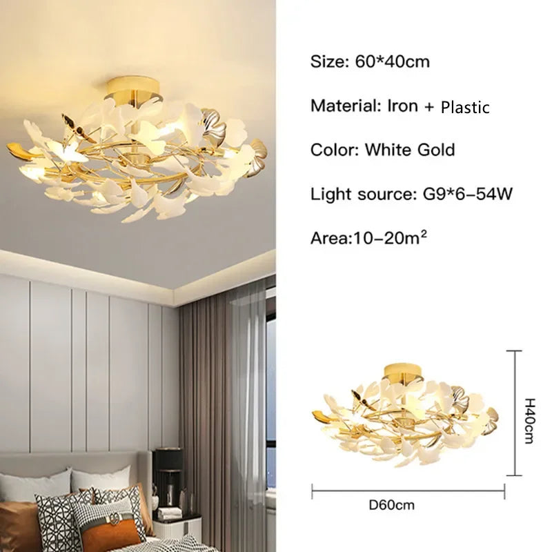 DecorBites™ Ginkgo Leaf Pendant Chandelier for Nordic Romantic Living Room Decor