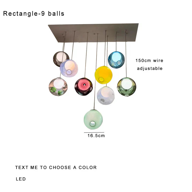 DecorBites™ Colorful Balls Chandelier: Modern Dimmable Rectangle Dining Room & Bedside Hanging Lamp