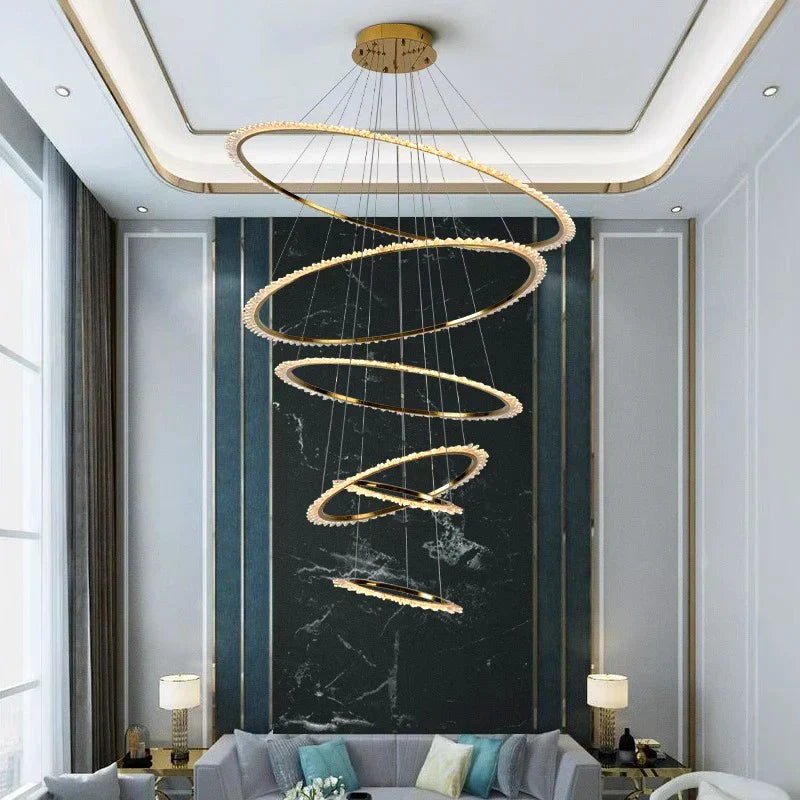 DecorBites™ Crystal Chandelier Stair Pendant Lamp for Modern Home Decoration & Living Room Lighting