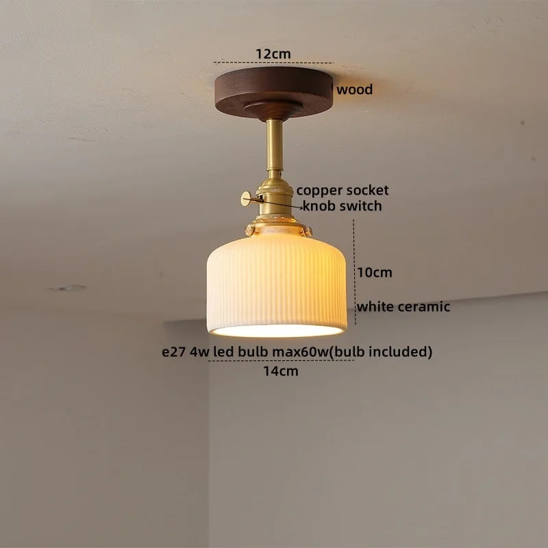 DecorBites™ Amber Glass Copper LED Ceiling Light Fixture for Modern Home Decor