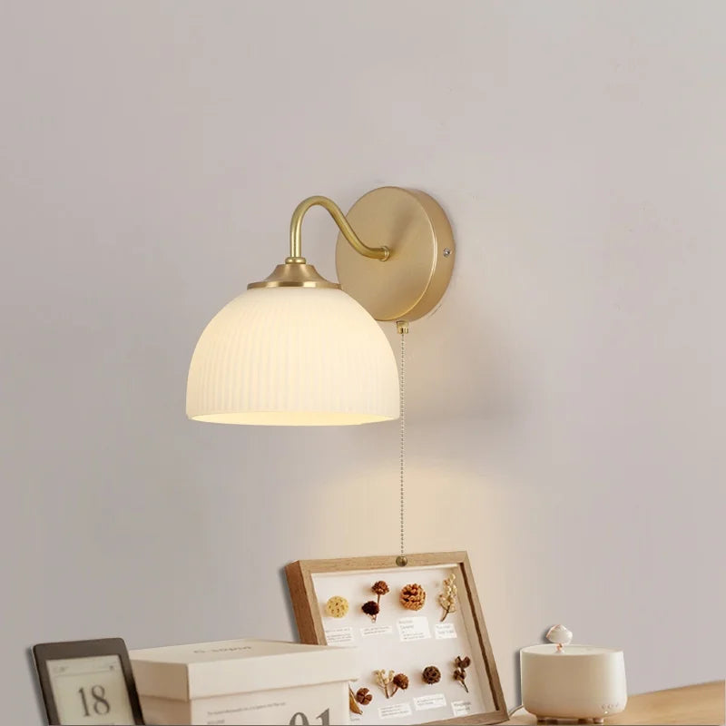 DecorBites™ LED Glass Wall Sconce Pull Chain Switch Modern Stair Light Fixtures
