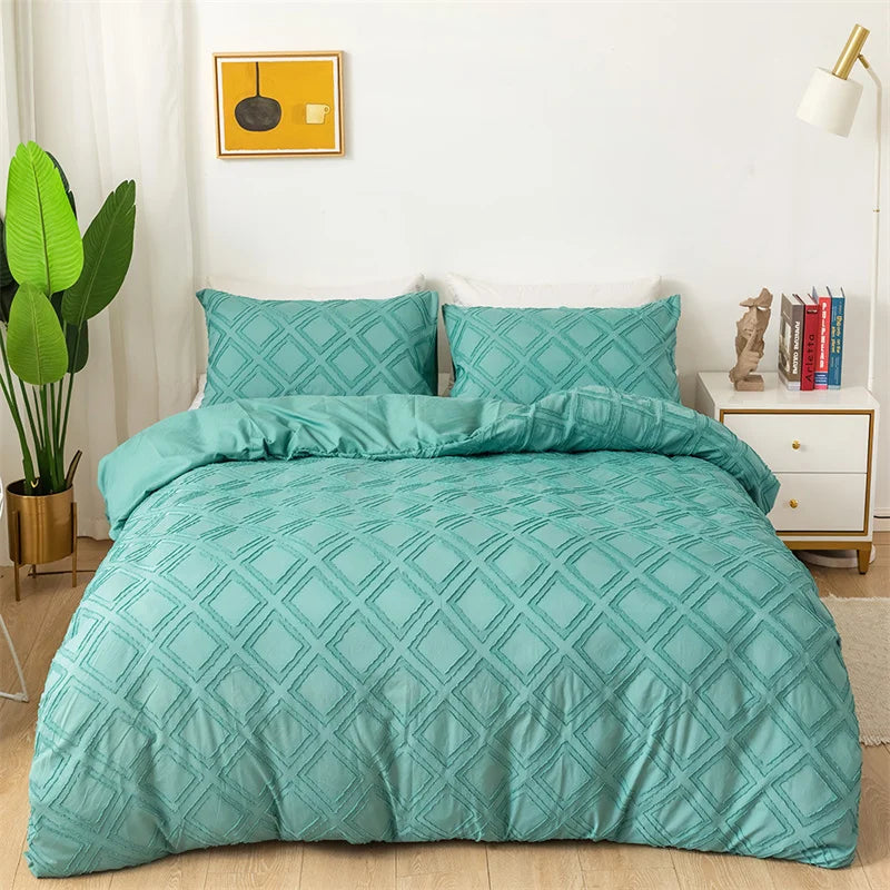 DecorBites™ Geometric Cut Flowers Bedding Set: Queen King Size Duvet Cover Pillowcases