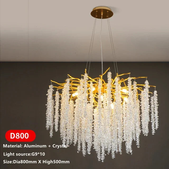 DecorBites™ Crystal Tassel Chandelier: Luxury LED Pendant Lights for Living Room, Hall & Restaurant