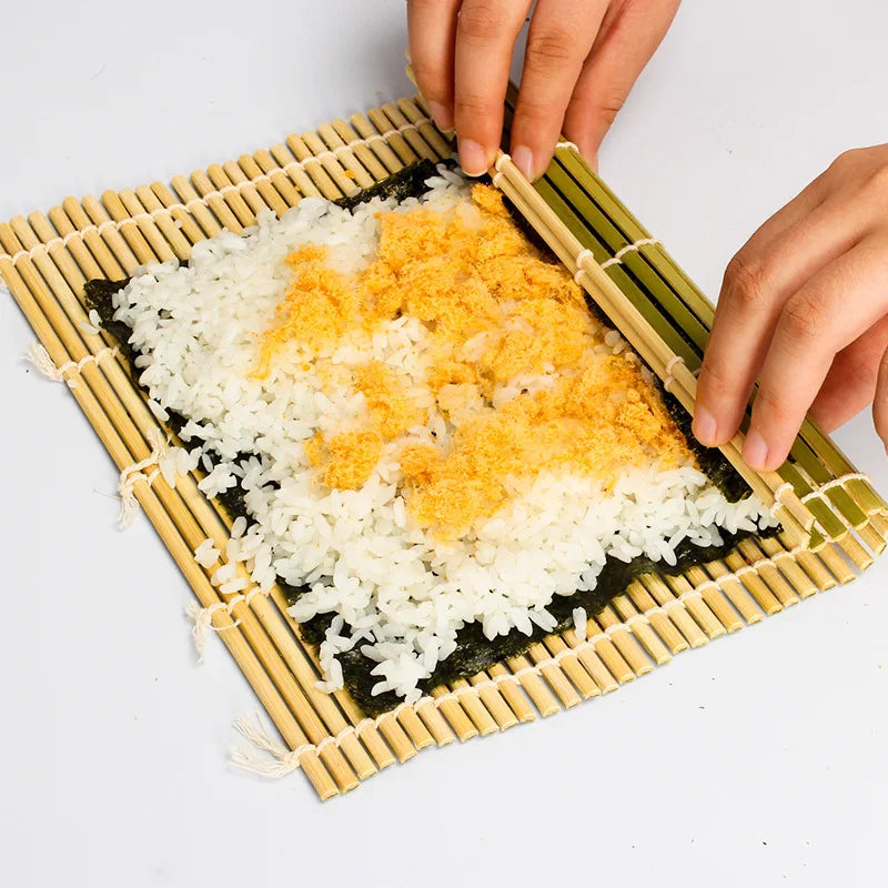 DecorBites™ Bamboo Sushi Rolling Mat DIY Onigiri Rice Paddles Japanese Sushi Making Tool
