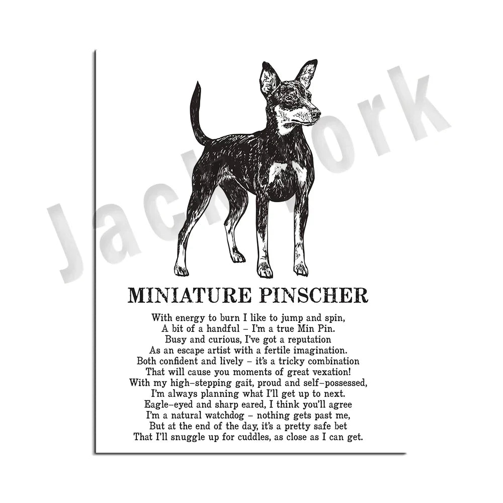 DecorBites™ Cozy Canine Collection: Dog Poetry Poster featuring Lhasa, Sheepdog, Terrier, Bulldog, Tibetan, Yorkie