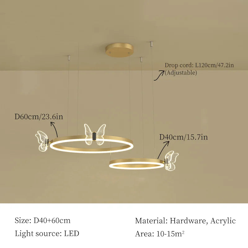 DecorBites™ LED Butterfly Chandelier Pendant Light for Modern Living Room