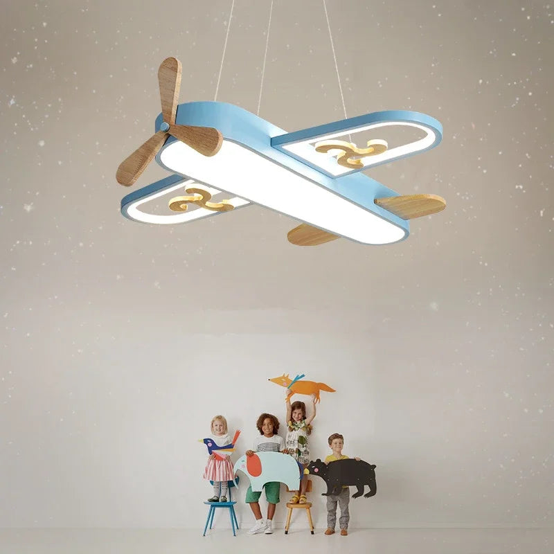 DecorBites™ Kids LED Wood Ceiling Light in Yellow & Blue - Minimalist Design