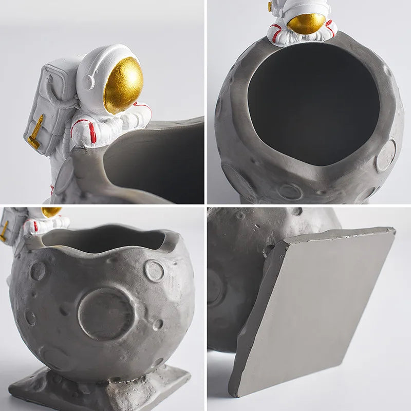 DecorBites™ Astronaut Cosmonaut Pen Holder Figurines for Home Office Desk Decoration