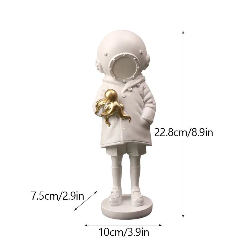 DecorBites™ Banksy Deep Diver Sculpture: Modern Street Art Girl Statue for Home & Office Decor