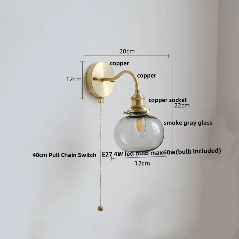 DecorBites™ Green Class Ball LED Wall Light with Copper Socket for Bedroom Living Dining Room