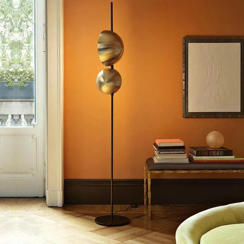 DecorBites™ Black Gold LED Floor Lamp Double Lampshade Standing Light