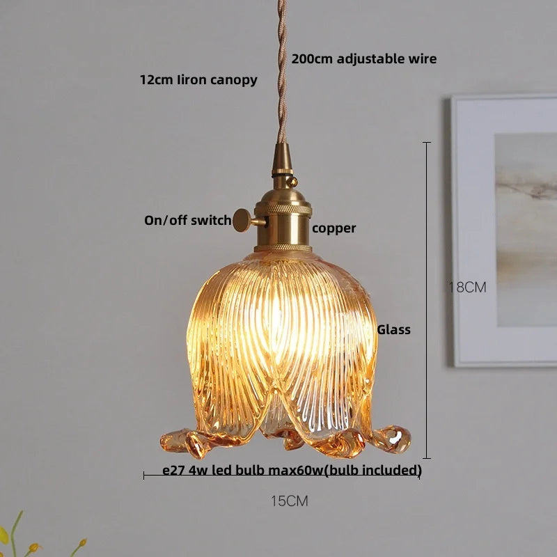 DecorBites™ Clear Glass Copper Pendant Lights Adjustable Modern Wire Nordic Vanity Light