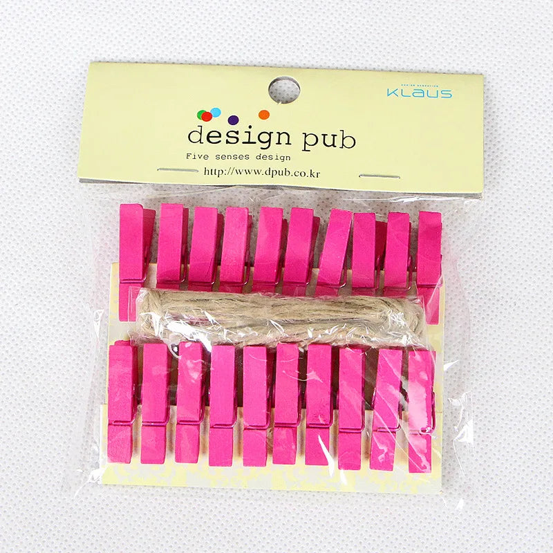 DecorBites™ 50-Piece Mini Wooden Clips for Photos Crafts, 25mm Small Clothespin Decoration