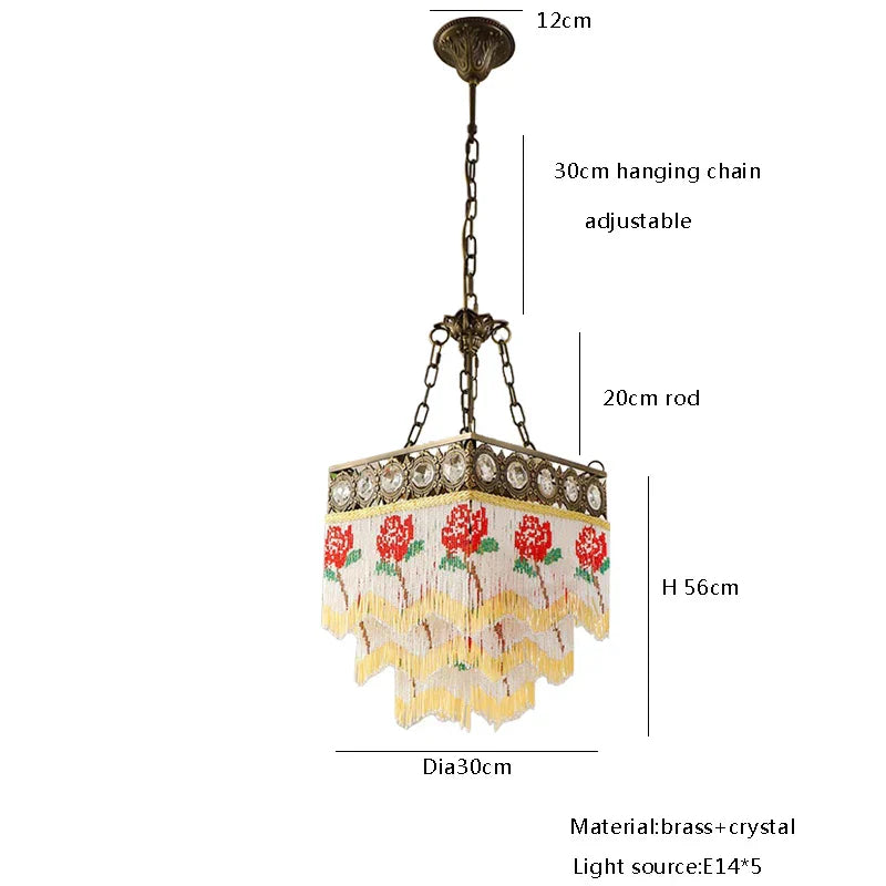 DecorBites™ Black Rose Tassel Pendant Lights, Classic Retro Lustres for Living Room