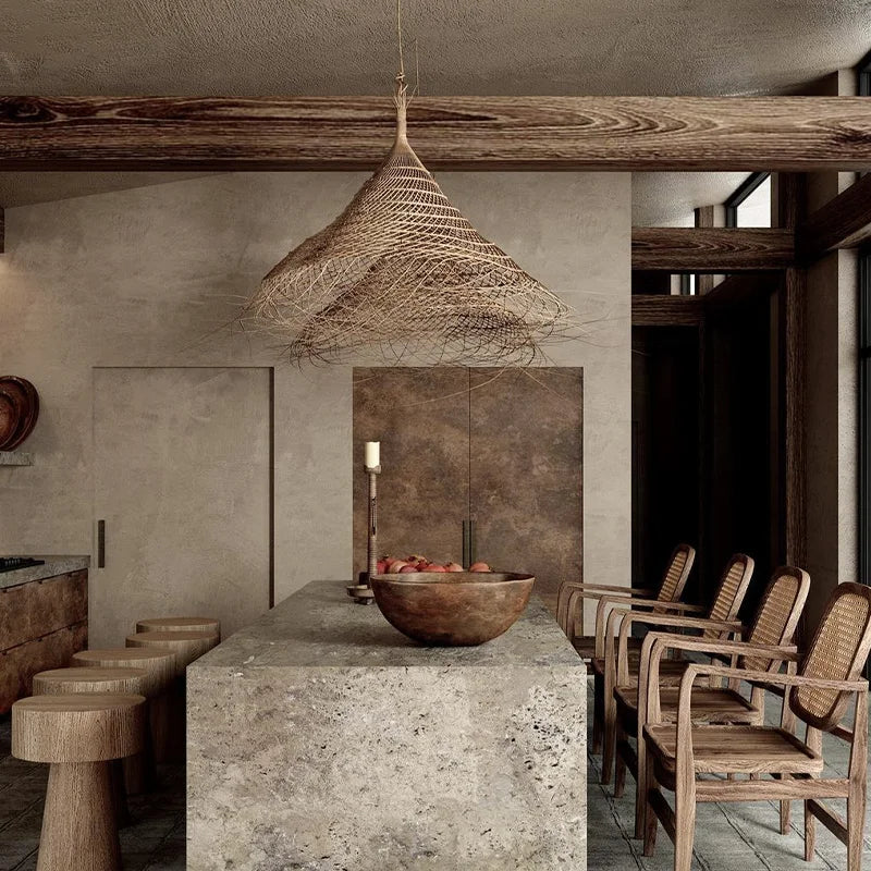 DecorBites™ Bamboo LED Pendant Chandelier for Dining, Bedroom, Restaurant, Hotel & Home Decor