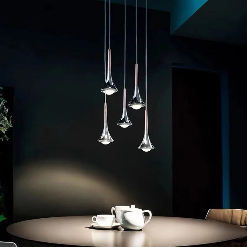 DecorBites™ LED Studio Rain Staircase Chandelier: Nordic Indoor Lighting, Creative Design for Bar Island