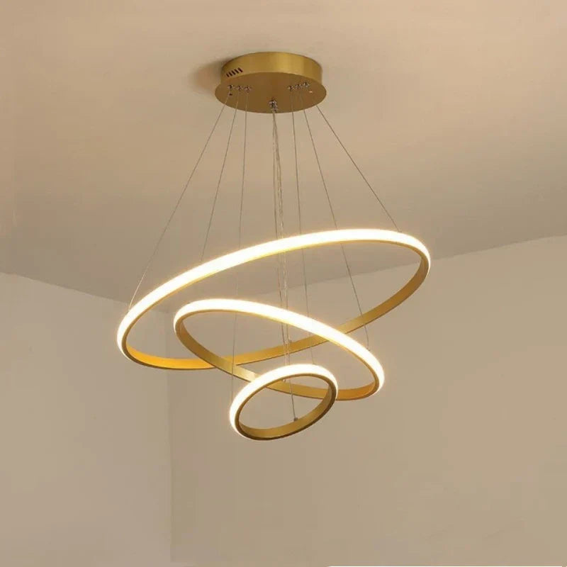 DecorBites™ Luminous Circle Pendant Chandelier - Modern LED Lighting Fixture, 4 Colors