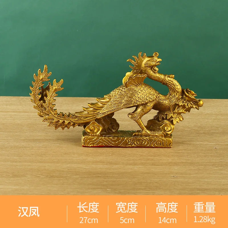 DecorBites™ Dragon Phoenix Zodiac Ornaments Pure Copper Decor Mascot Home Accessories