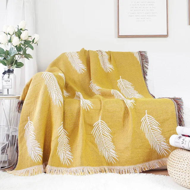 DecorBites™ Bohemian Cotton Plaid Sofa Blanket - Anti-Slip Knitted Decorative Home Cover