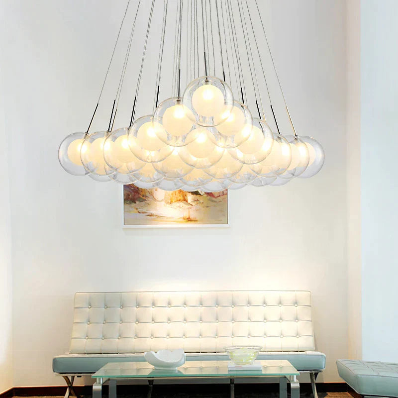 DecorBites™ Glass Ball LED Chandelier: Modern Nordic Style Lighting for Home Decoration