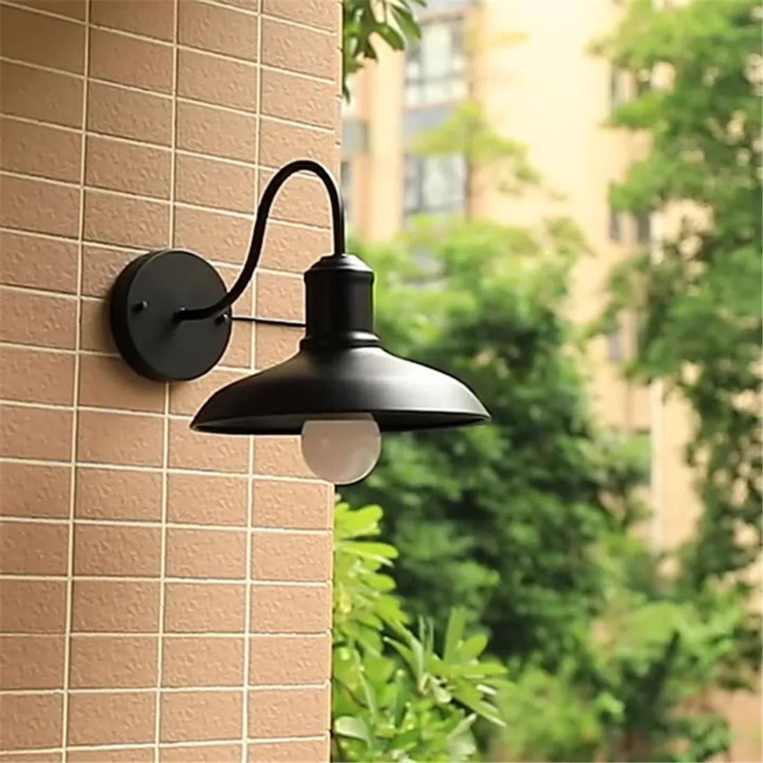 DecorBites™ Black Rustic Gooseneck Outdoor Barn Light Fixture for Patio/Garage/Bathroom