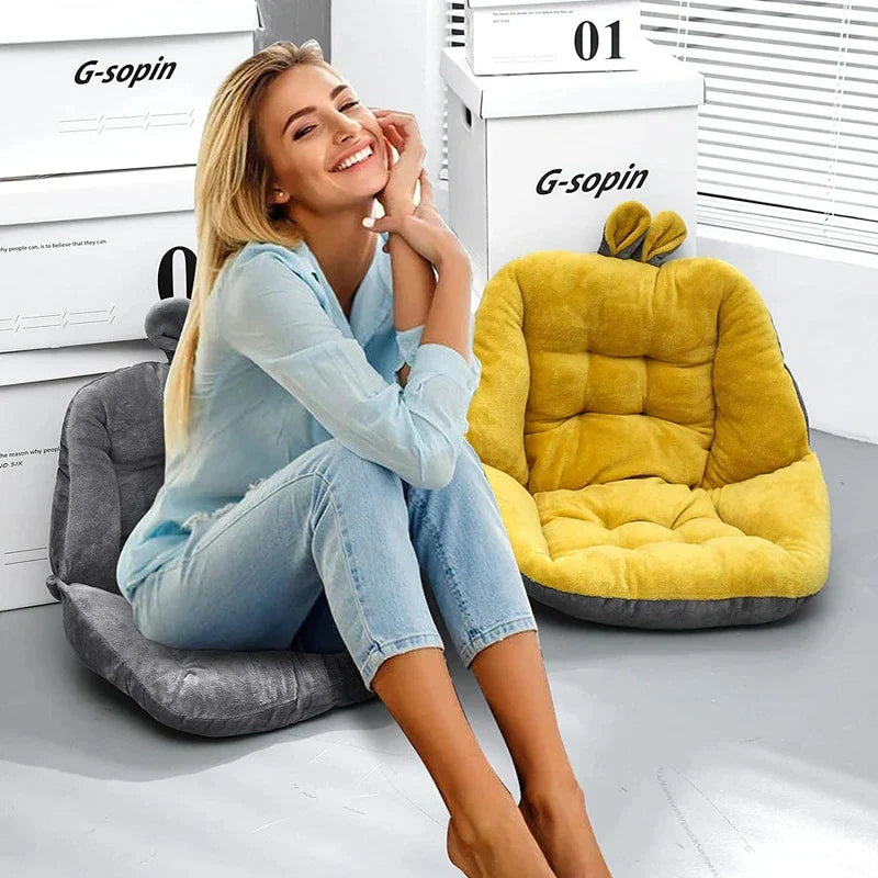 DecorBites™ Cartoon Velvet Chair Cushion with Back Support