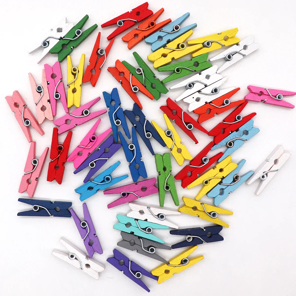 DecorBites™ 50-Piece Mini Wooden Clips for Photos Crafts, 25mm Small Clothespin Decoration