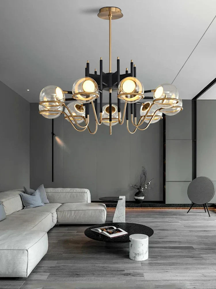 DecorBites™ Clear Glass Ball Ceiling Pendant Lights Luxury Nordic Pendant Lamp Black Gold Dimmable