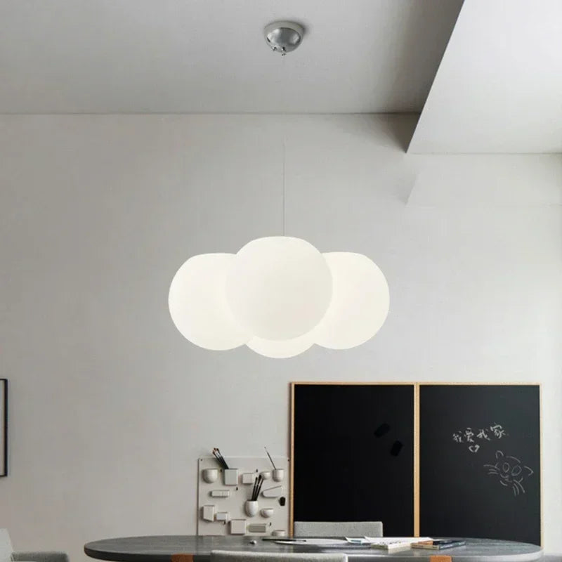 DecorBites™ Glass Ball Milky White Chandelier for Home Decor Fixture