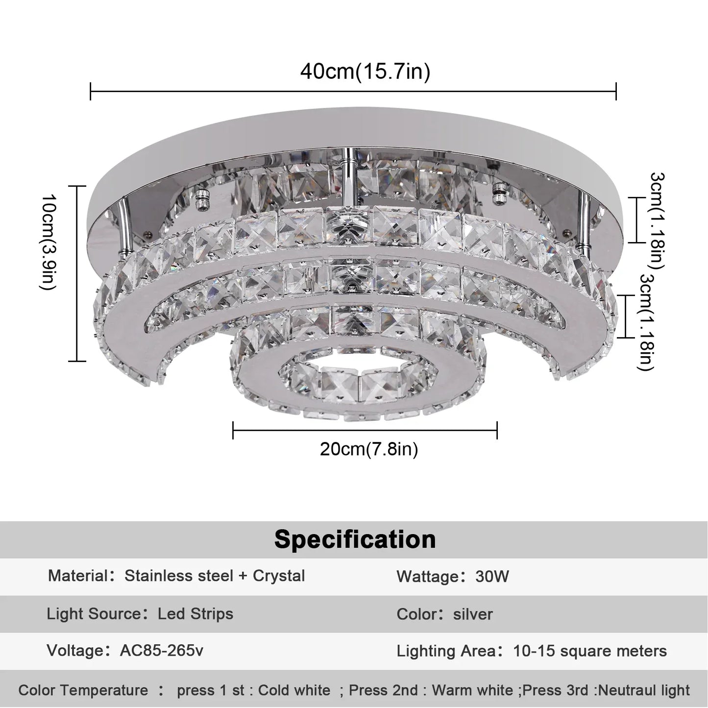 DecorBites™ Crystal Chandelier for Home Hotel Decor, Modern LED Ceiling Light Fixture