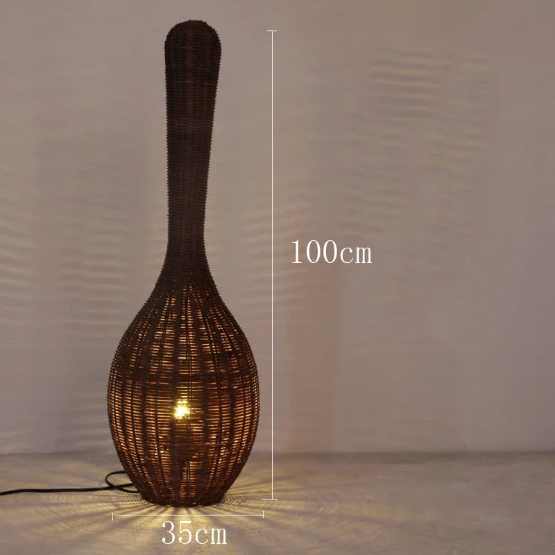 DecorBites™ Bamboo Floor Lamp: Unique Rattan Light for Living Room, Bedroom, Teahouse Decor