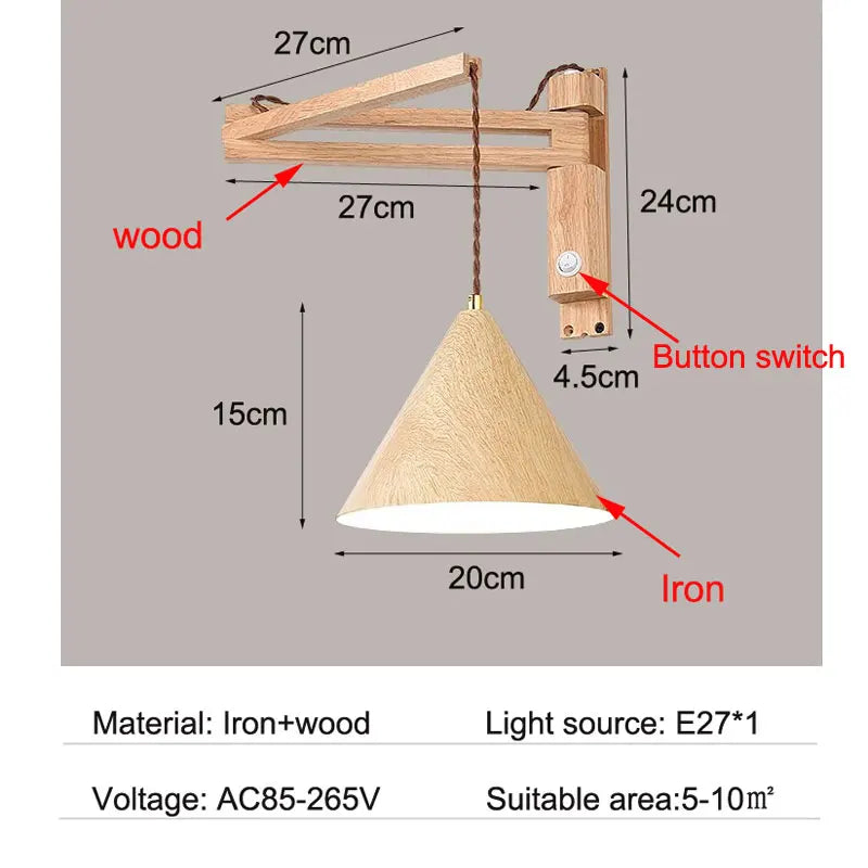DecorBites™ Japanese Style Wind Wall Lamp, Retractable Foldable Bedside Lamp