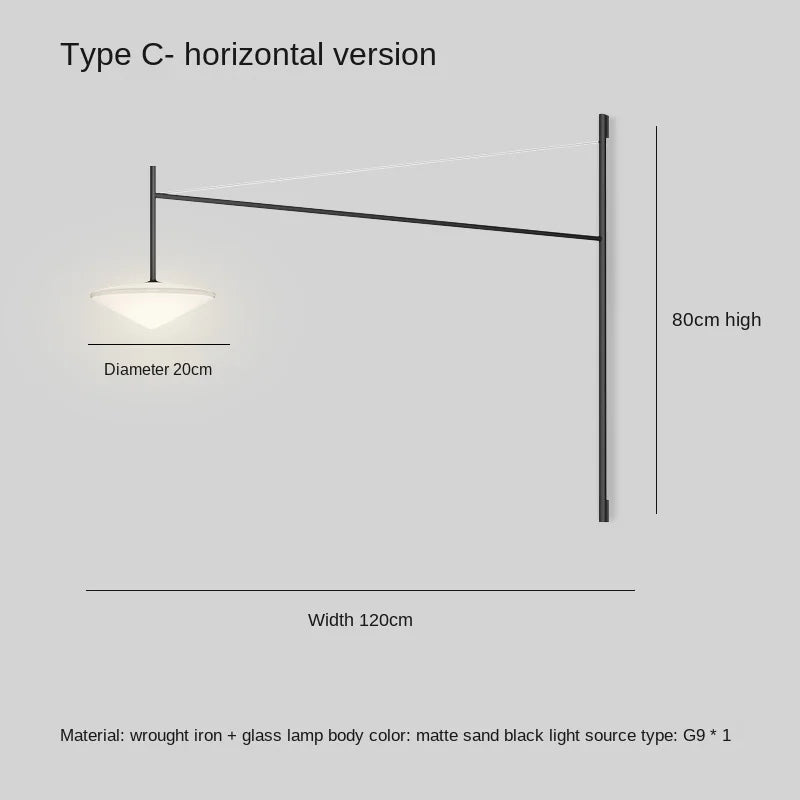 DecorBites™ LED Glass Art Wall Lamp with Long Rocker Arm for Living Room and Studio