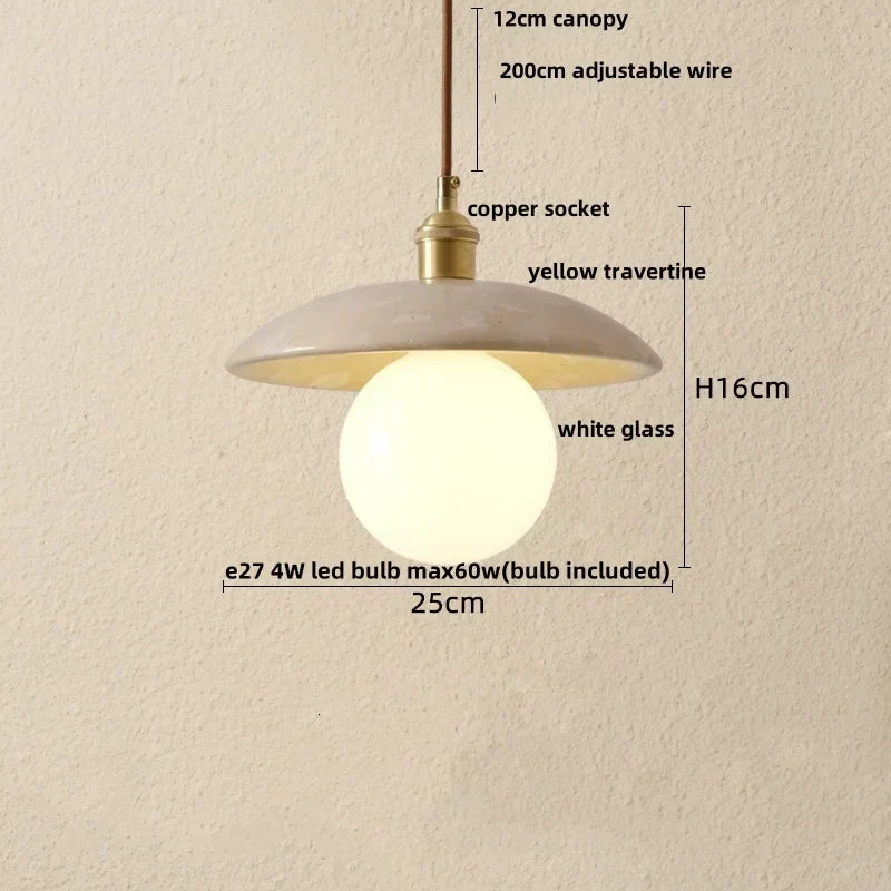 DecorBites™ LED Pendant Light Stone Wood Glass Nordic Modern Hang Lamp