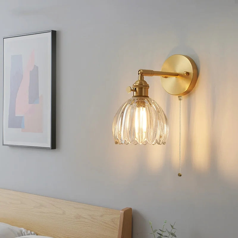 DecorBites™ Clear Glass LED Wall Lights Up Down Rotate Copper Nordic Modern Stair Sconce