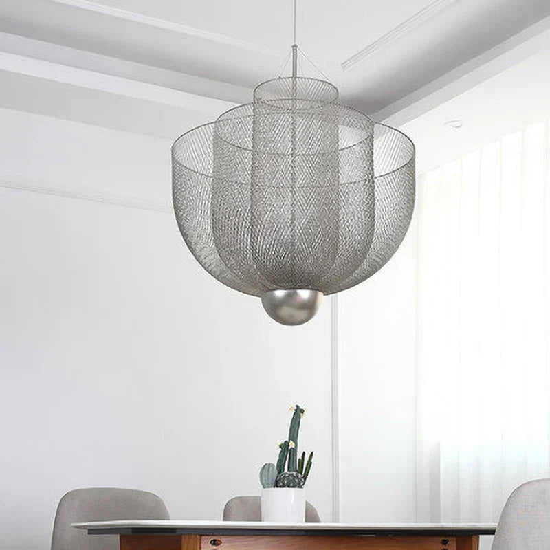 DecorBites™ Grid Meshmatics Dimmable LED Chandelier Pendant - Modern Metal Design
