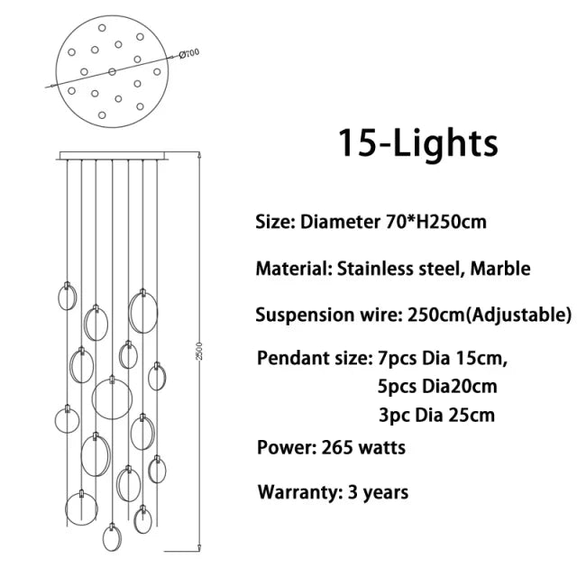 DecorBites™ LED Marble Ceiling Pendant Lamp, Modern Interior Lighting for Living Room