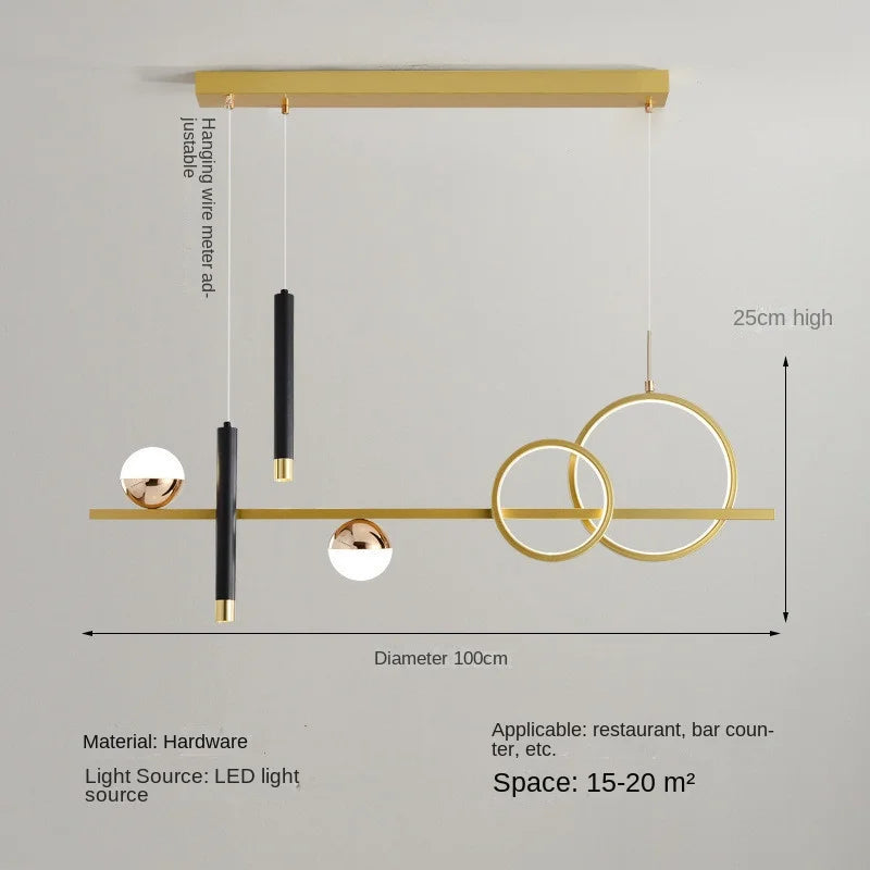 DecorBites™ LED Pendant Lights: Modern Minimalist Chandelier with Remote Control, Ideal for Kitchen, Dining, Office