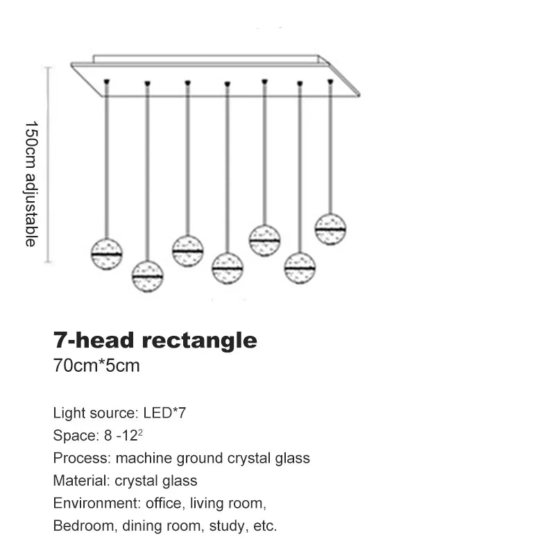 DecorBites™ Crystal Ball Chandelier Pendant Light for Staircase Hallway Bar Décor