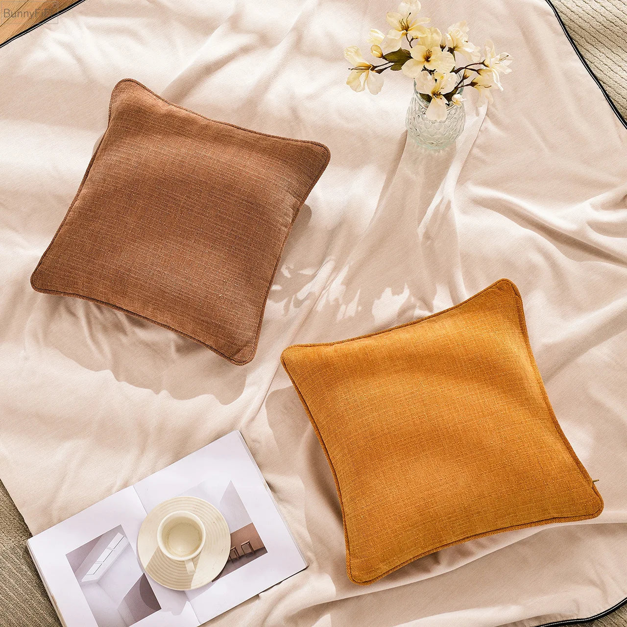 DecorBites™ Cotton Linen Pillow Cover Set for Home Decor