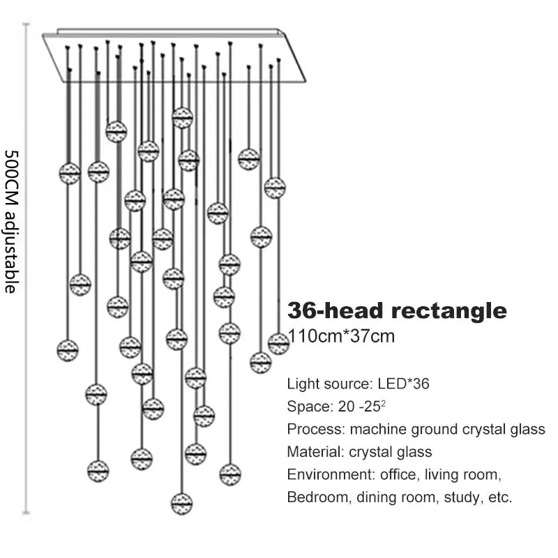 DecorBites™ Crystal Ball LED Chandelier for Modern Living Room & Bedroom décor