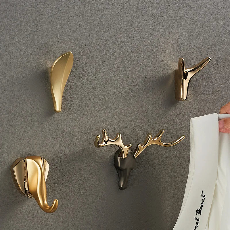 DecorBites™ Brass Wall Mount Robe Hooks for Bathroom and Door - Towel, Hat, Coat Holder