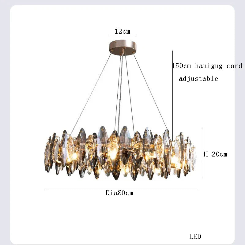 DecorBites™ Crystal LED Chandelier: Modern Luxury Indoor Hanging Lamp, Living Room Decor