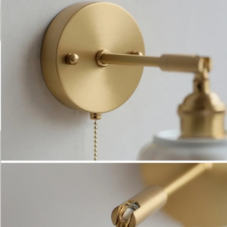DecorBites™ Copper Wall Light Fixture Bedroom Bedside Sconce White Ceramic Lamp