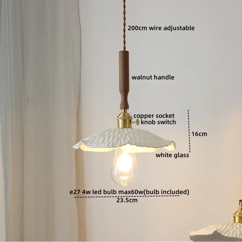 DecorBites™ Copper Ceramic LED Pendant Light with Knob Switch - 4w Bulb & Lamparas Colgante