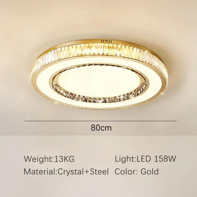 DecorBites™ Gold Crystal Ceiling Chandelier LED Fixture for Luxury Home Decor