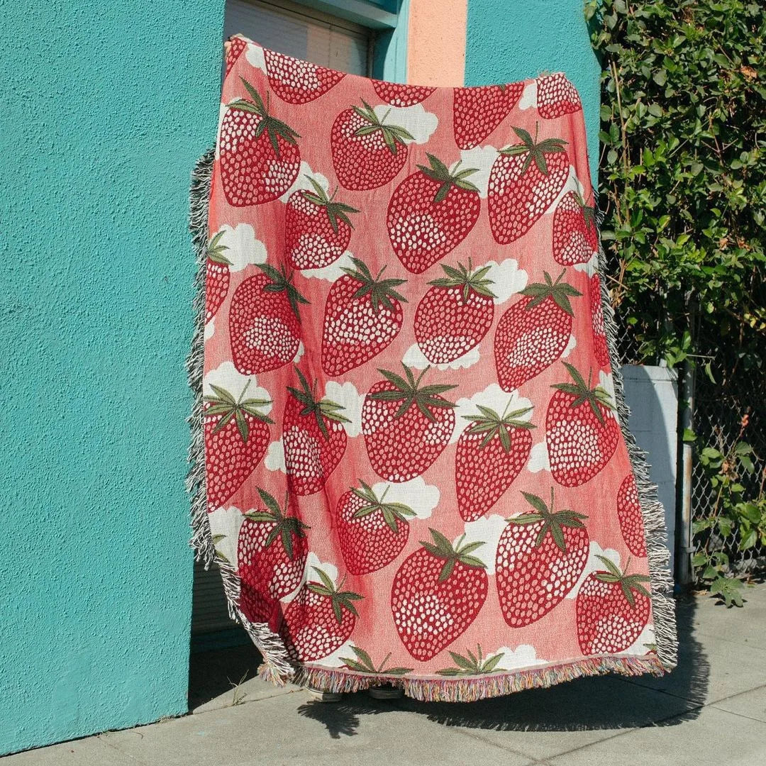 DecorBites™ Cat Strawberry Knitted Blanket Sofa Cover