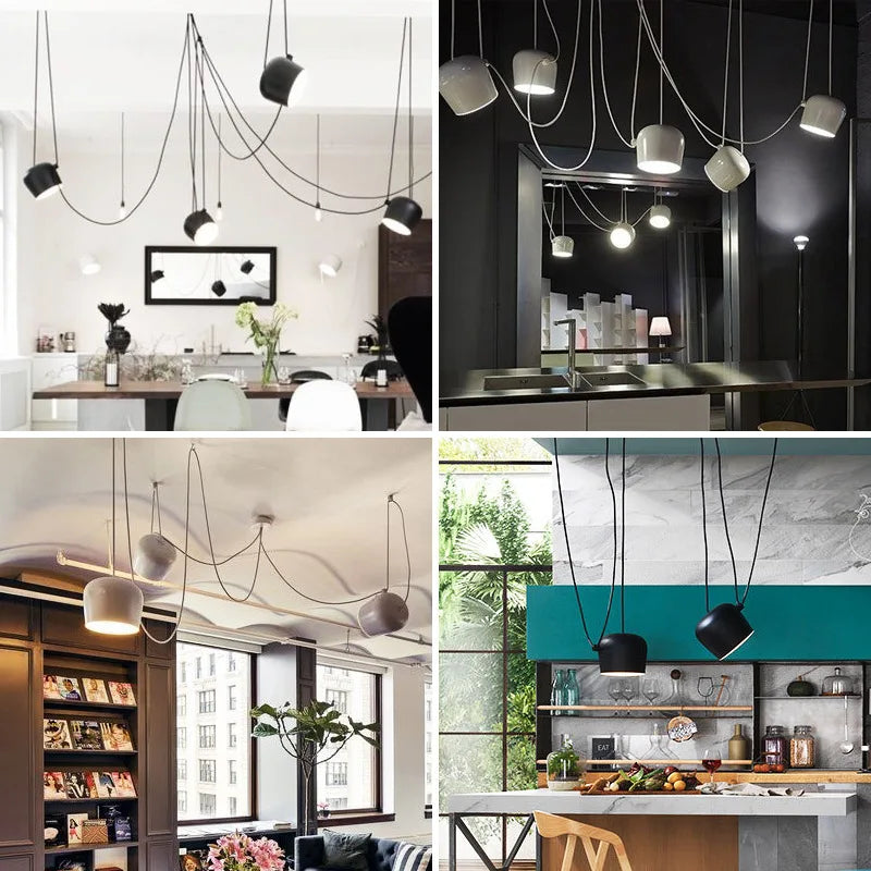 DecorBites™ Industrial Black White Chandelier LED Lighting for Restaurant Bar Office
