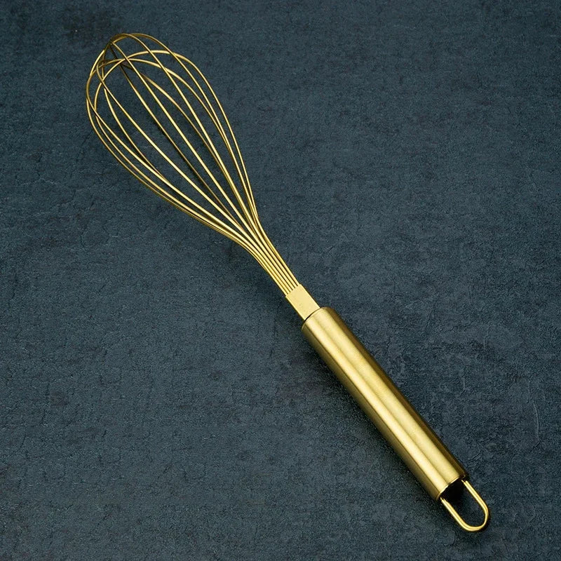 DecorBites™ Gold Steel Egg Beater Whisk Mixer Baking Set Home Kitchen Accessories